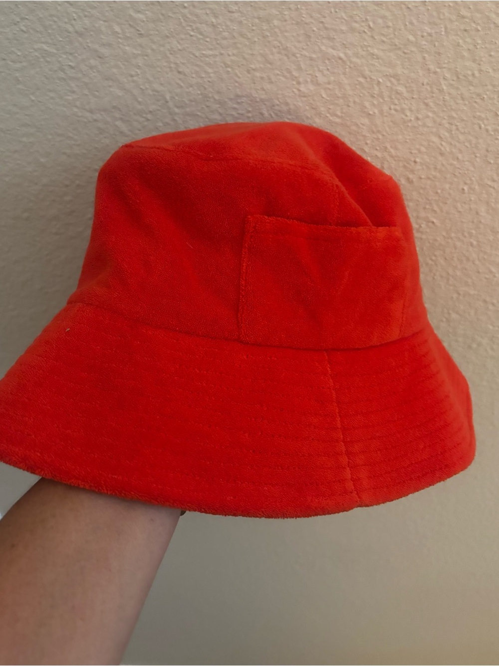 Lack Of Color Bright Red/Orange Bucket Hat With Pocket